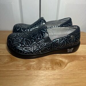Alegria Keli Pro Black Blue Romance Clog Work Shoes Size 38